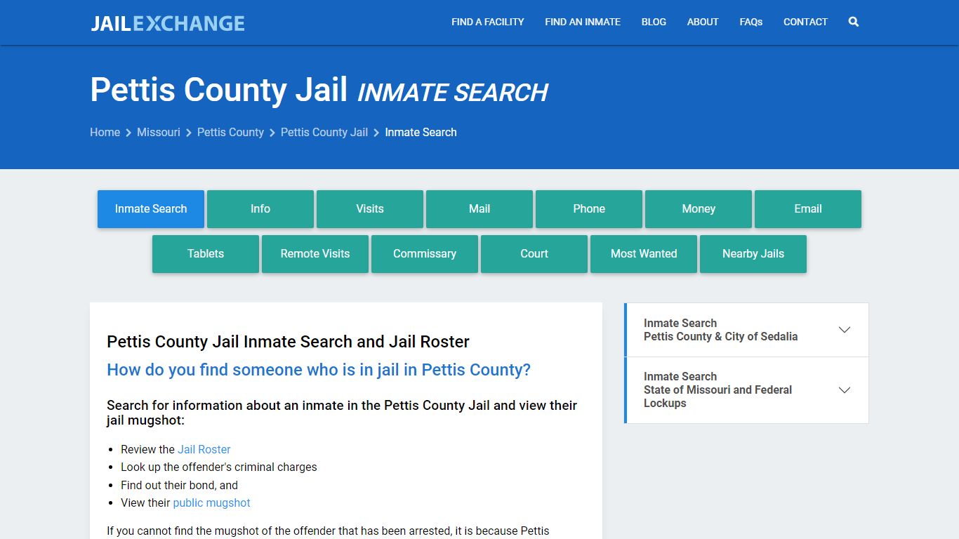 Inmate Search: Roster & Mugshots - Pettis County Jail, MO