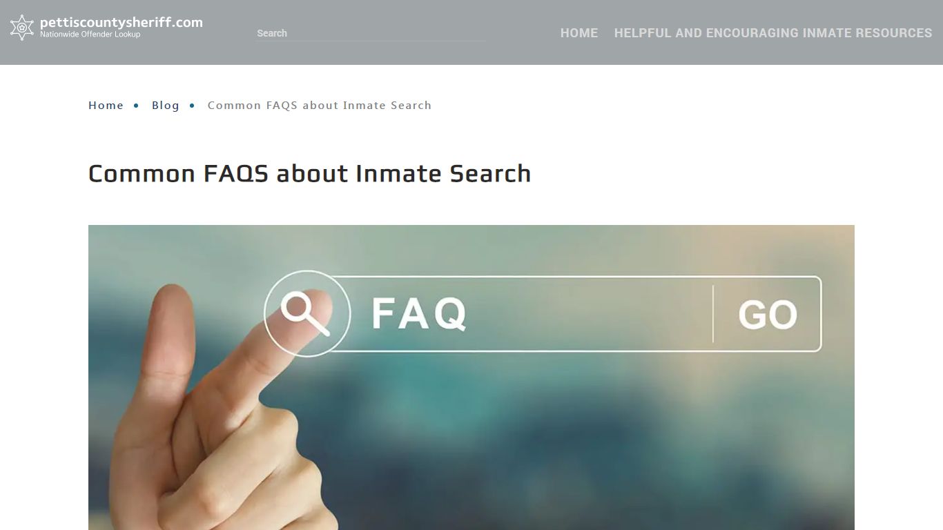 Common FAQS about Inmate Search - pettiscountysheriff.com